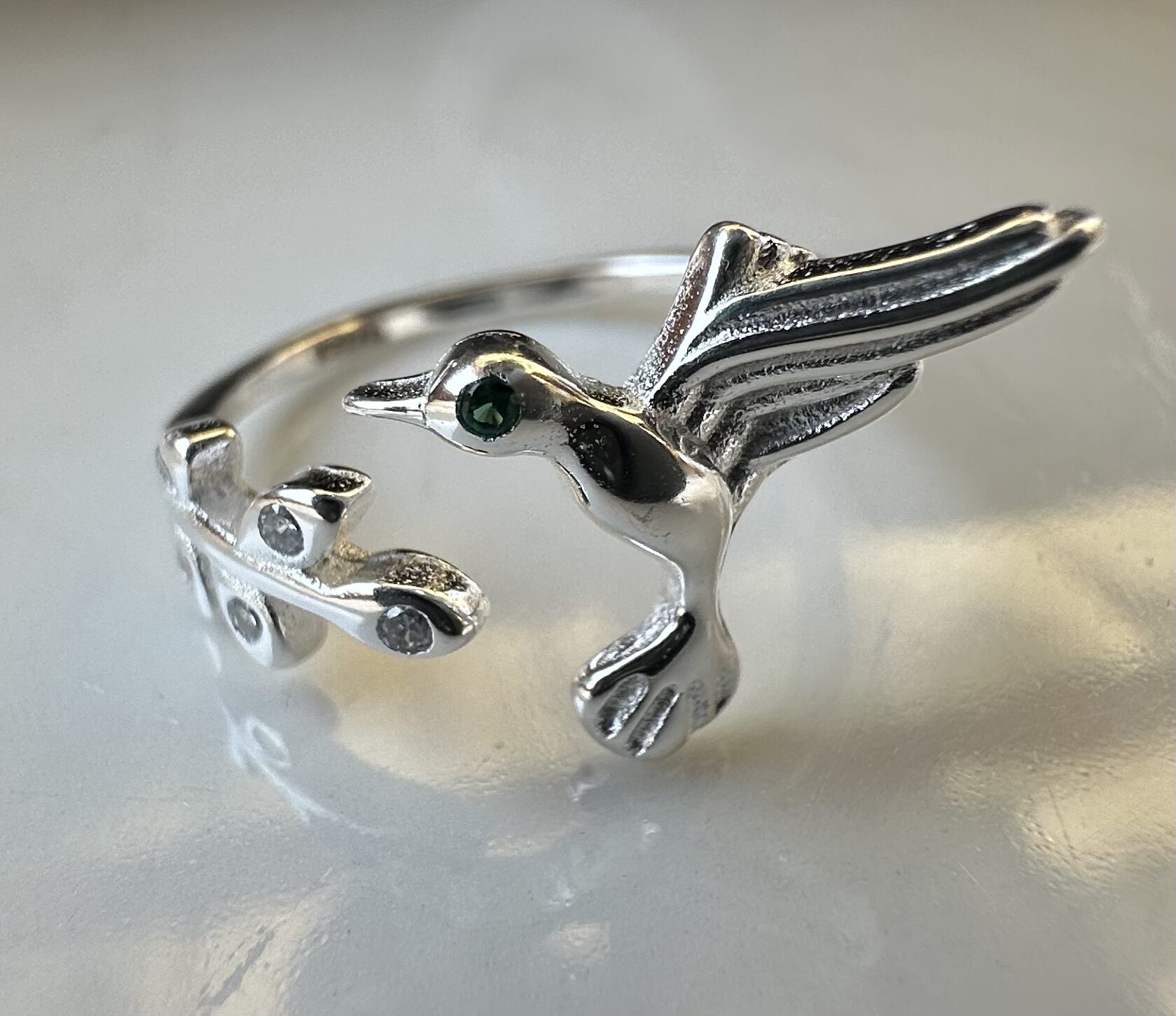 anillo de plata colibri